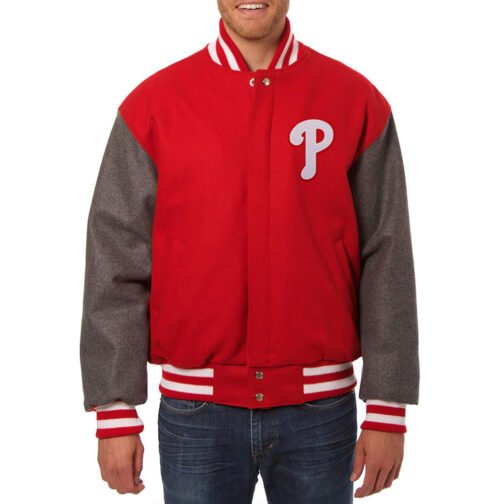 Varsity Philadelphia Phillies Red and Charcoal Jacket