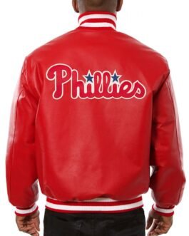 Philadelphia Phillies Letterman Red Leather Jacket