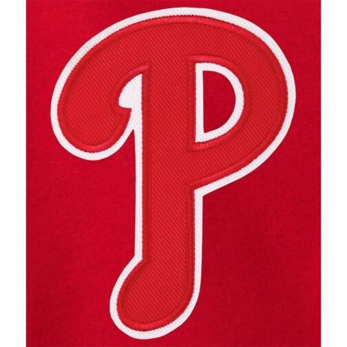 Philadelphia Phillies Red Letterman Wool Jacket - Image 2