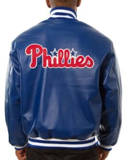Philadelphia Phillies Letterman Royal Blue Leather Jacket