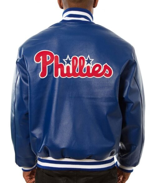 Philadelphia Phillies Letterman Royal Blue Leather Jacket - Image 2