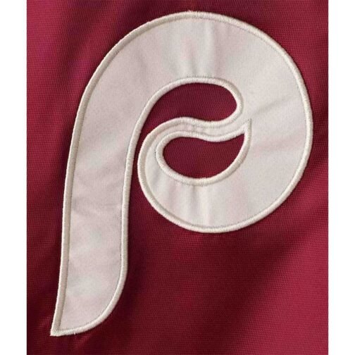 Philadelphia Phillies Burgundy Varsity Satin Jacket - Image 4