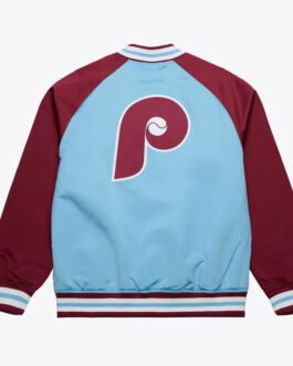 Philadelphia Phillies Vintage Logo Double Clutch Blue Satin Jacket