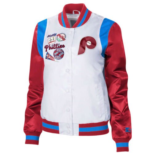 Endzone Philadelphia Phillies White/Red Satin Jacket