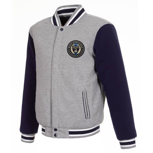 Philadelphia Union Gray and Navy Varsity Wool Jacket