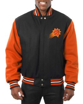 Phoenix Suns Domestic Two-Tone Varsity Black/Orange Wool Jacket