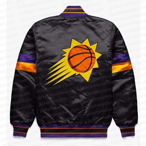 Phoenix Suns Home Game Black Varsity Satin Jacket - Image 2