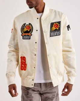 Phoenix Suns Off White Varsity Satin Jacket