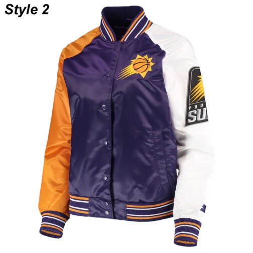 Phoenix Suns Reliever Purple and Orange Satin Jacket - Image 2