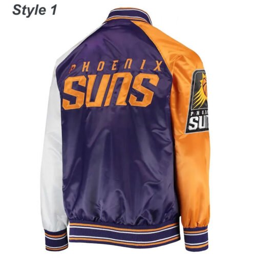 Phoenix Suns Reliever Purple and Orange Satin Jacket - Image 3
