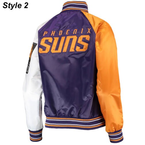 Phoenix Suns Reliever Purple and Orange Satin Jacket - Image 4