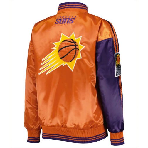 Purple/Orange Phoenix Suns Split Colorblock Satin Jacket - Image 2