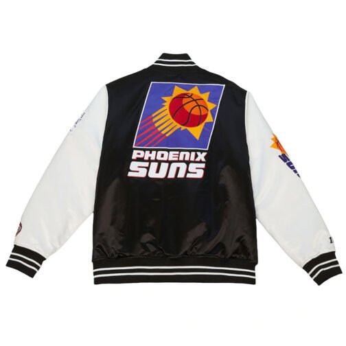 Phoenix Suns Team Origins Black and White Satin Jacket - Image 2