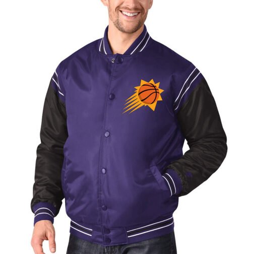 Purple/Black Phoenix Suns The Enforcer Varsity Satin Jacket - Image 4