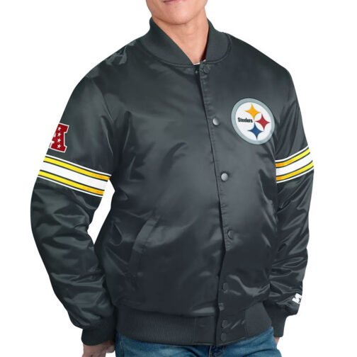 Pittsburgh Steelers Pick and Roll Satin Jacket - Image 5