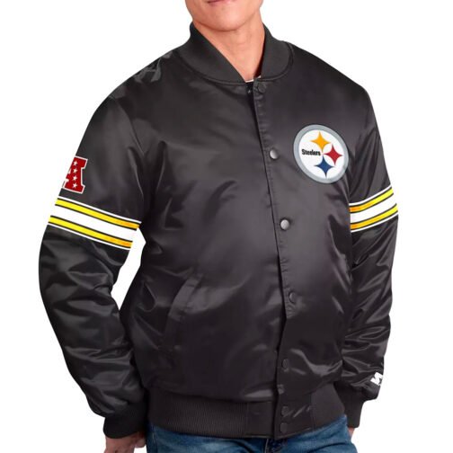 Pittsburgh Steelers Pick and Roll Satin Jacket - Image 3