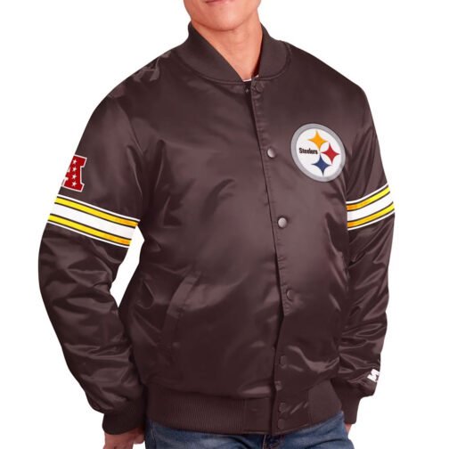 Pittsburgh Steelers Pick and Roll Satin Jacket - Image 7