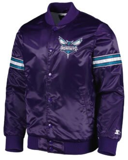 Charlotte Hornets Pick & Roll Purple Satin Jacket