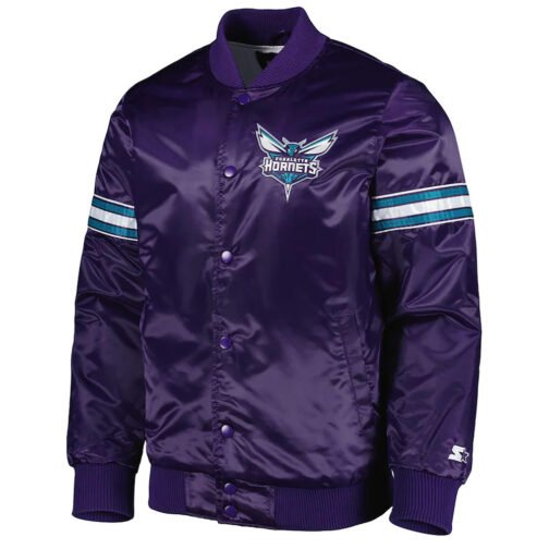 Charlotte Hornets Pick & Roll Purple Satin Jacket