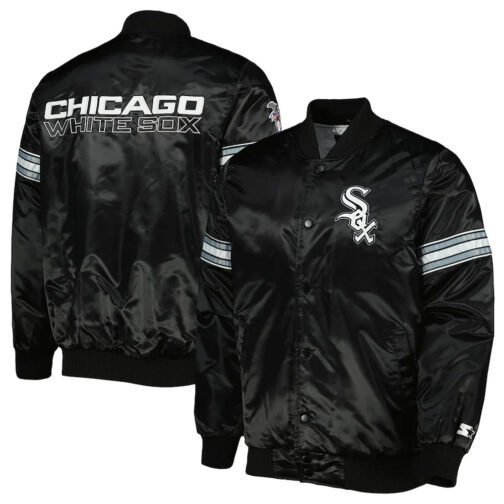 Chicago White Sox Pick & Roll Black Satin Jacket - Image 3