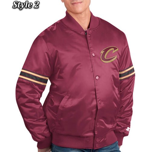 Pick & Roll Cleveland Cavaliers Wine Satin Jacket - Image 2