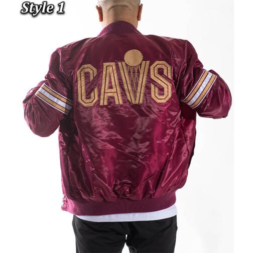 Pick & Roll Cleveland Cavaliers Wine Satin Jacket - Image 4
