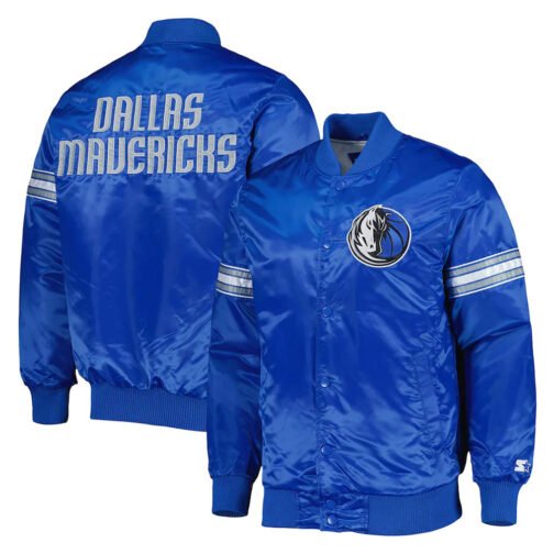 Dallas Mavericks Pick & Roll Blue Satin Jacket - Image 3