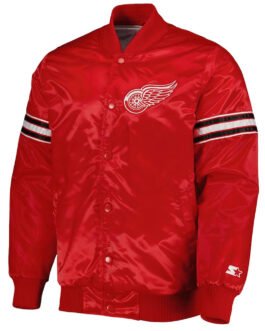 Detroit Red Wings Pick & Roll Red Satin Jacket