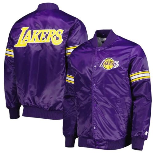 Pick & Roll LA Lakers Varsity Purple Satin Jacket - Image 3
