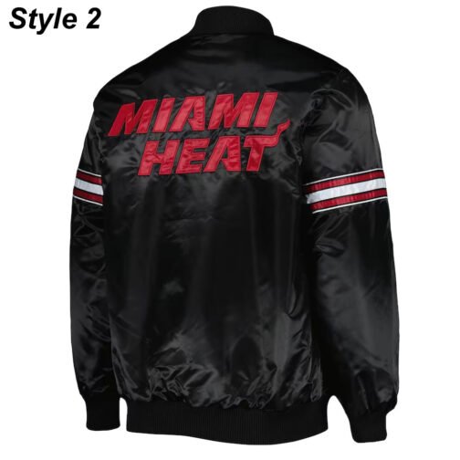 Pick & Roll Miami Heat Black Varsity Satin Jacket - Image 4