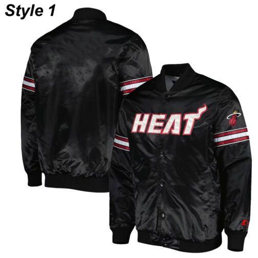 Pick & Roll Miami Heat Black Varsity Satin Jacket - Image 5