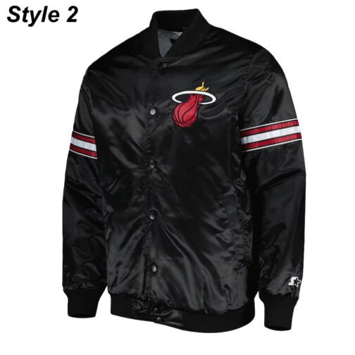 Pick & Roll Miami Heat Black Varsity Satin Jacket - Image 2