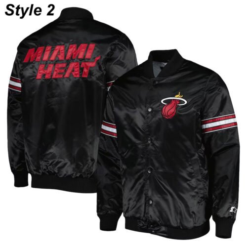 Pick & Roll Miami Heat Black Varsity Satin Jacket - Image 6