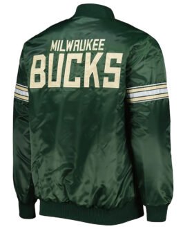 Pick & Roll Milwaukee Bucks Hunter Green Satin Jacket