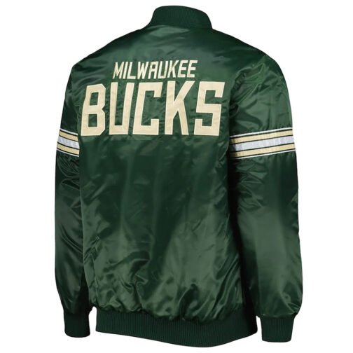 Pick & Roll Milwaukee Bucks Hunter Green Satin Jacket - Image 2
