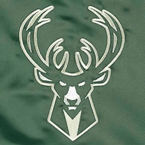 Pick & Roll Milwaukee Bucks Hunter Green Satin Jacket - Image 4