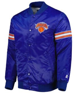 NY Knicks Pick & Roll Blue Satin Jacket
