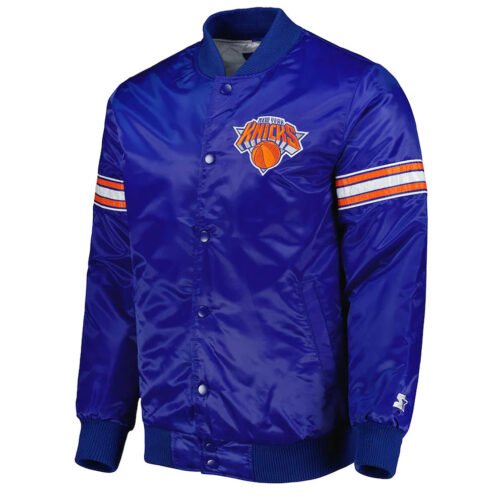 NY Knicks Pick & Roll Blue Satin Jacket