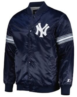 New York Yankees Pick & Roll Navy Blue Satin Jacket