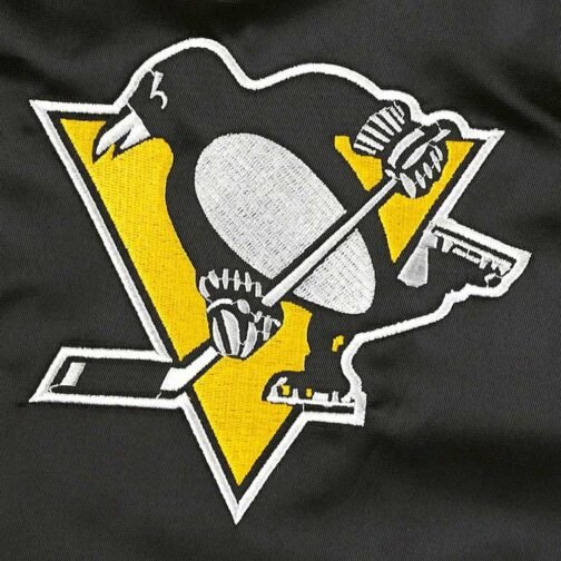 Black Pick & Roll Pittsburgh Penguins Satin Jacket - Image 4