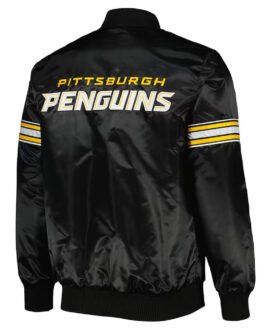 Black Pick & Roll Pittsburgh Penguins Satin Jacket