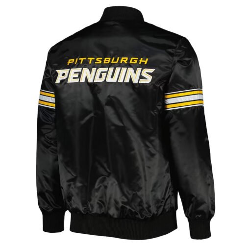 Black Pick & Roll Pittsburgh Penguins Satin Jacket - Image 2