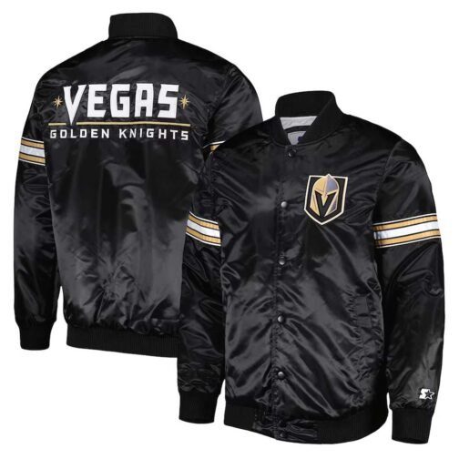 Pick & Roll Vegas Golden Knights Black Satin Jacket - Image 3