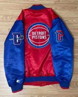 Pistons Ty Mopkins Red and Blue Satin Jacket
