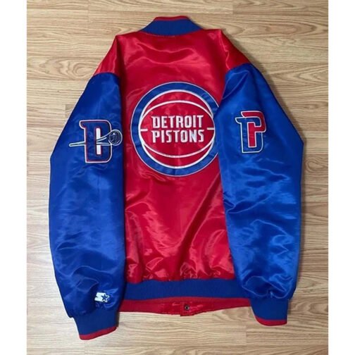 Pistons Ty Mopkins Red and Blue Satin Jacket - Image 2