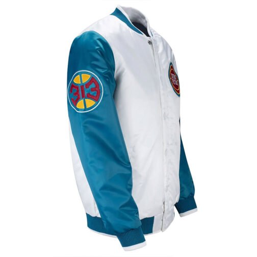 Pistons Ty Mopkins Teal and White Satin Jacket - Image 5