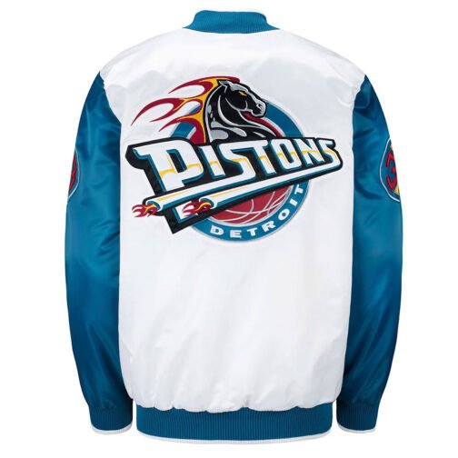 Pistons Ty Mopkins Teal and White Satin Jacket - Image 2