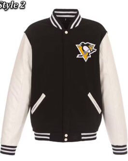 Varsity Pittsburgh Penguins Black and White Two-Tone Jacket