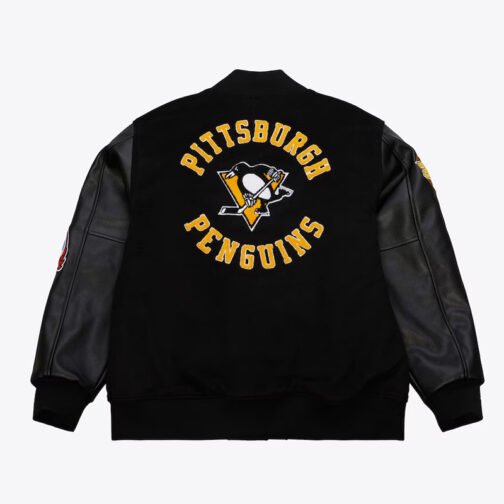 Pittsburgh Penguins Black Out Team Logo Varsity Jacket - Image 2