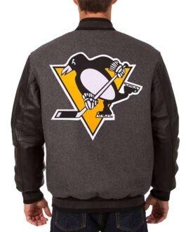 Pittsburgh Penguins Charcoal and Black Varsity Jacket